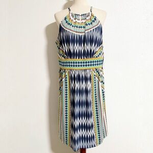 NEW B. Calm Ikat Geometric Print Stretch Knit Dress